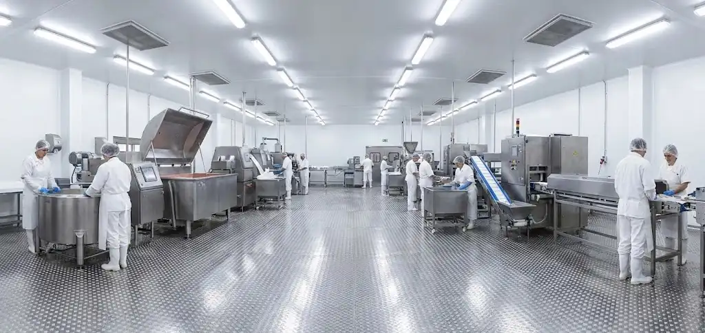 higiene_diamantado Piso industrial acero inoxidable para planta de alimentos.